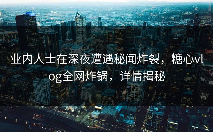 业内人士在深夜遭遇秘闻炸裂，糖心vlog全网炸锅，详情揭秘