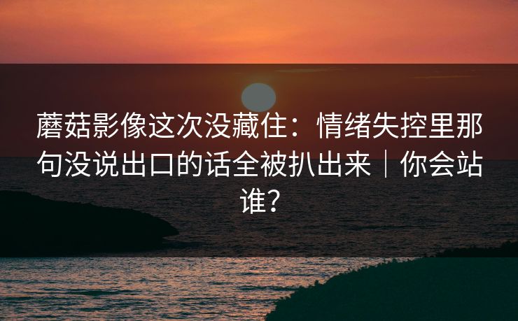 蘑菇影像这次没藏住：情绪失控里那句没说出口的话全被扒出来｜你会站谁？